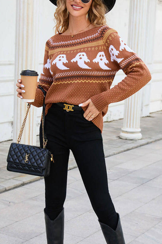 PrincessAce Halloween Polka Dot Ghost Sweater for Festive Fun