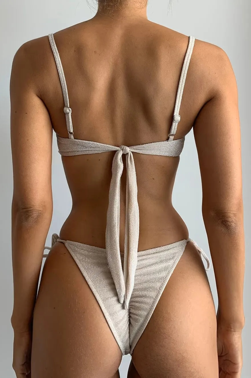 Shiny Solid Bikini Set