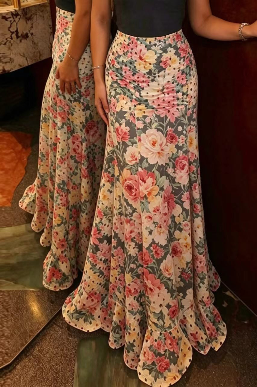 Polka Dot High Waist Maxi Skirt