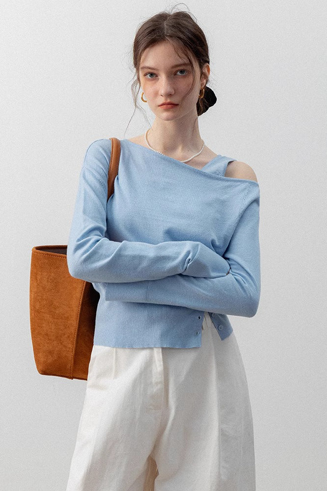 Asymmetric Neckline Knit Top 8