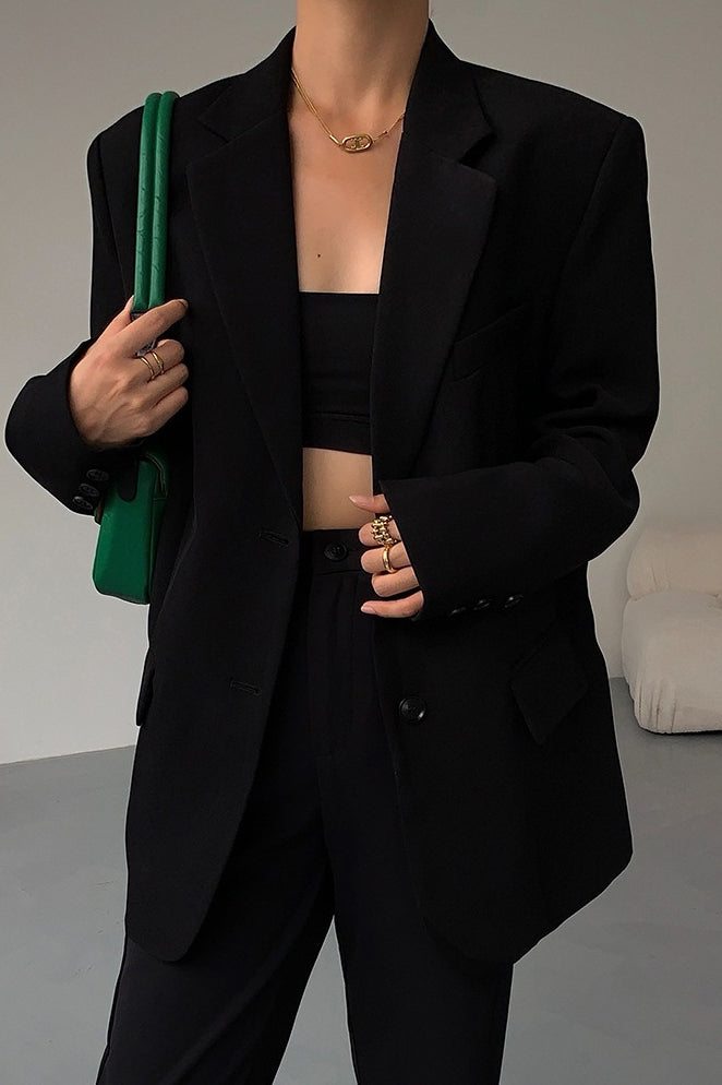 Black Slouchy Retro Style Blazer 3