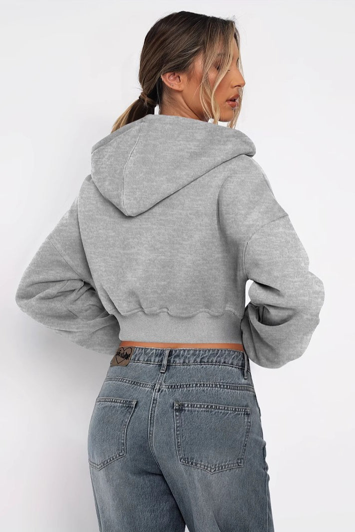 Casual Hooded Zip Up Short Coat - Fashionpara