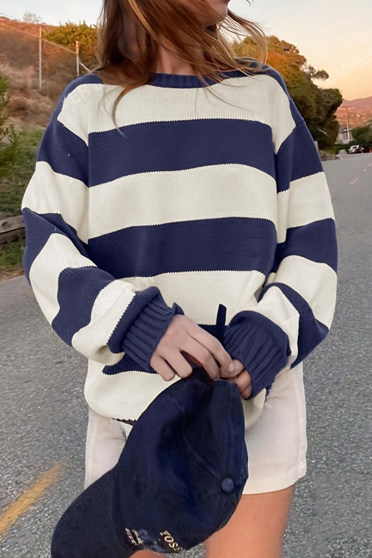 PrincessAce Casual Loose Knit Crew Neck Pullover Sweater