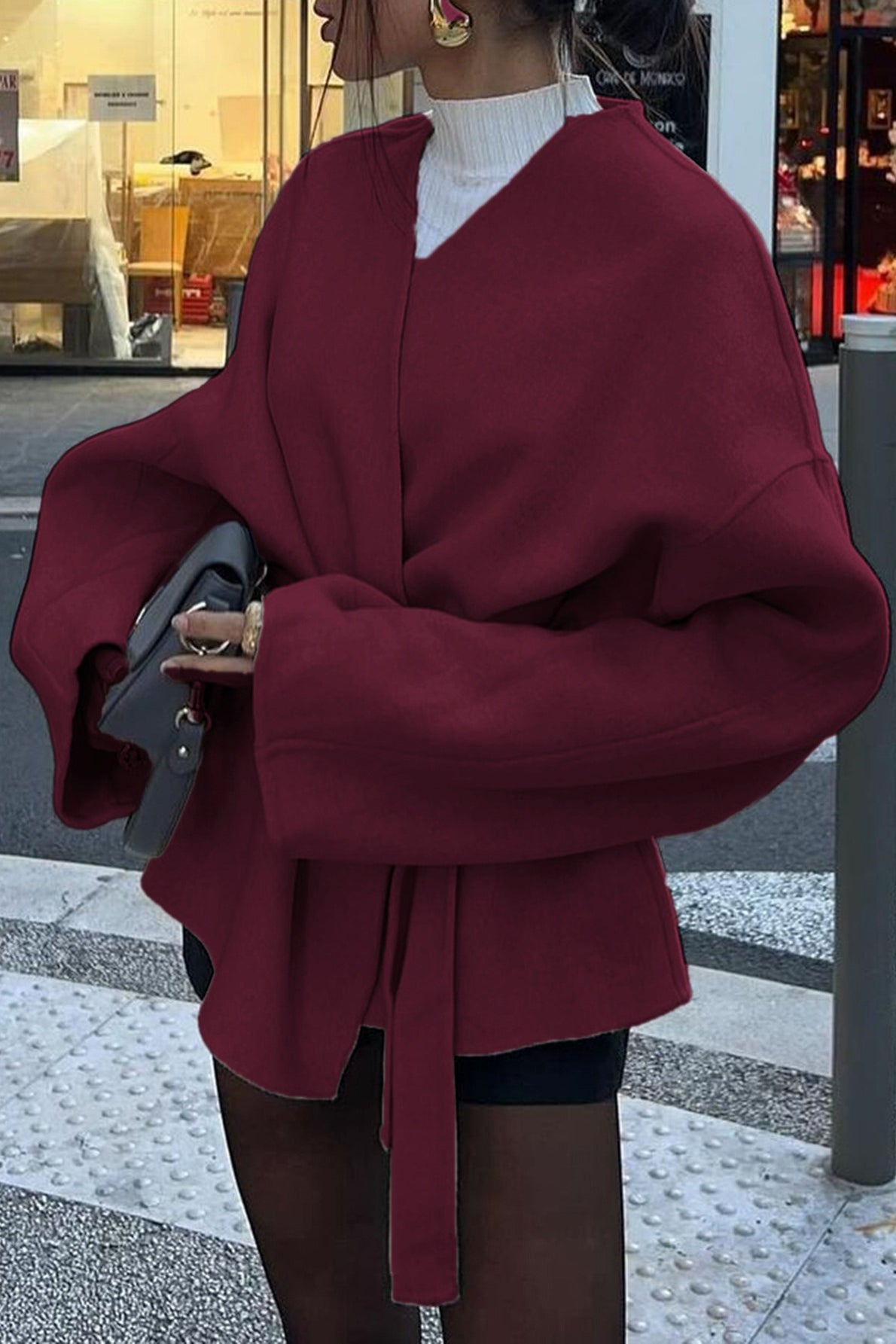 Tailored Long Sleeve Belted Trench Coat - Fashionpara