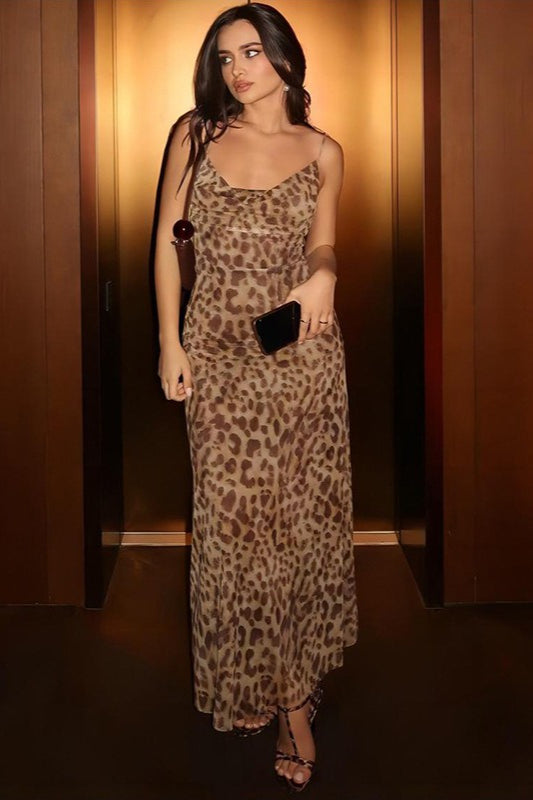 Chic Leopard Backless Party Dress