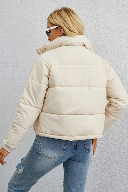 Short Stand Collar Relaxed Puffer Jacket