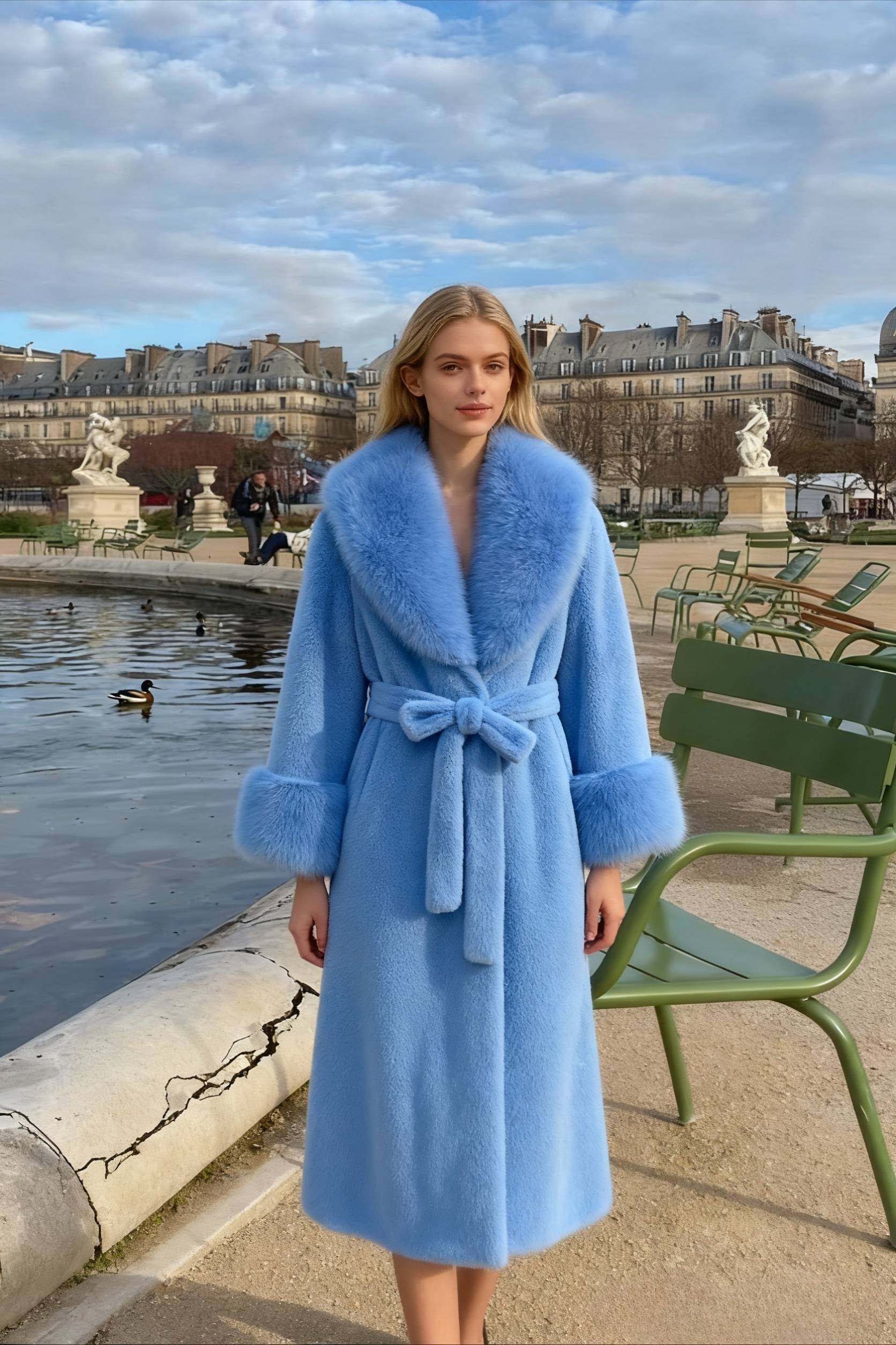 Faux Fur Fur Collar Loose Warm Overcoat - Fashionpara