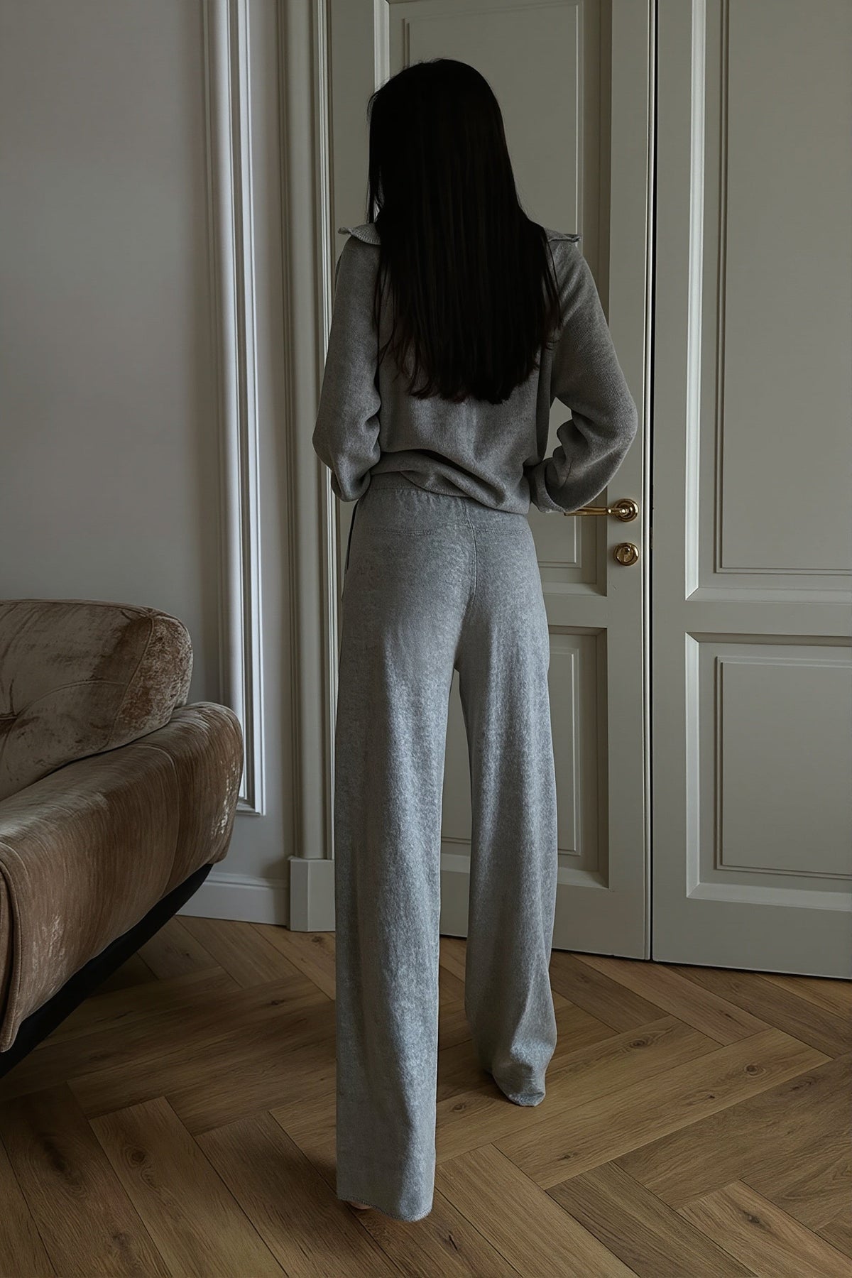 Relaxed Zip-Up Knit Two Piece Set