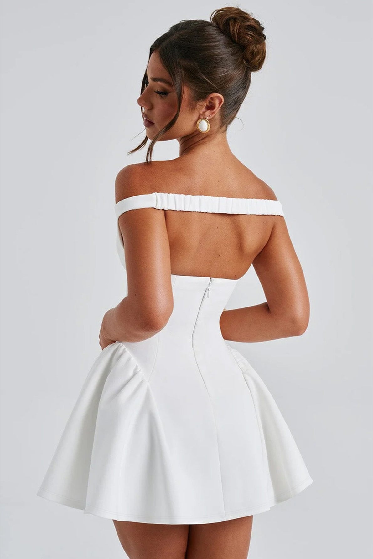 Off-Shoulder Sweetheart Corset Fit-and-Flare Mini Dress