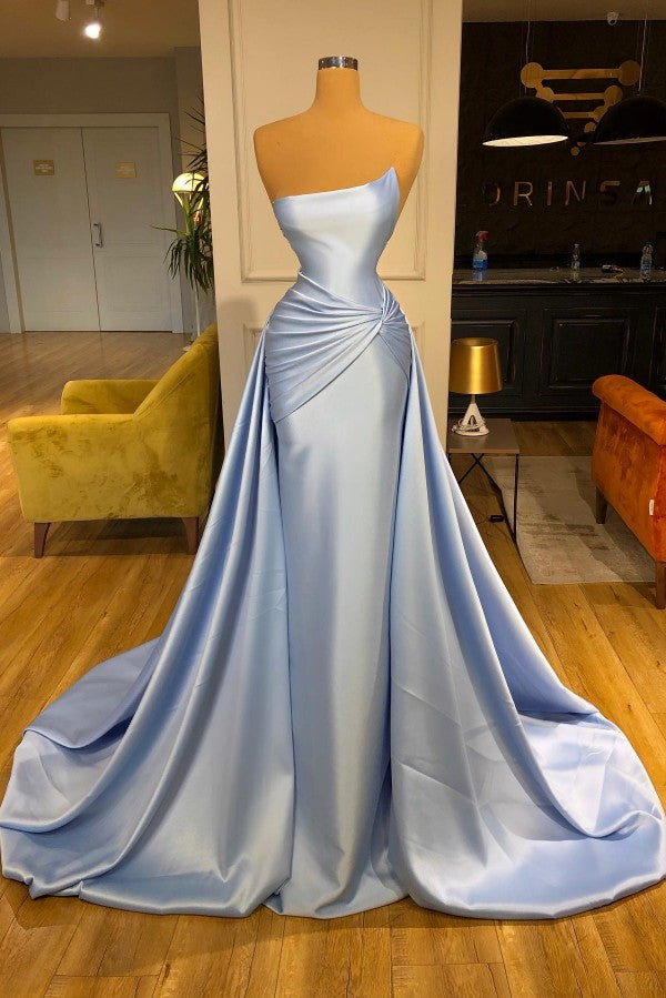 Baby Blue Evening Dress Overskirt Long Mermaid - Fashionpara