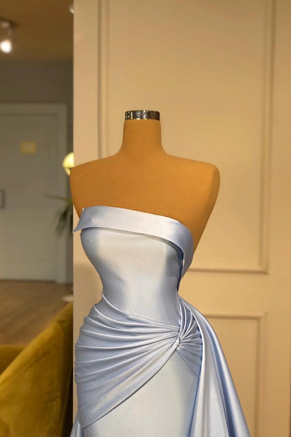 Baby Blue Overskirt Evening Dress Mermaid Long - Fashionpara
