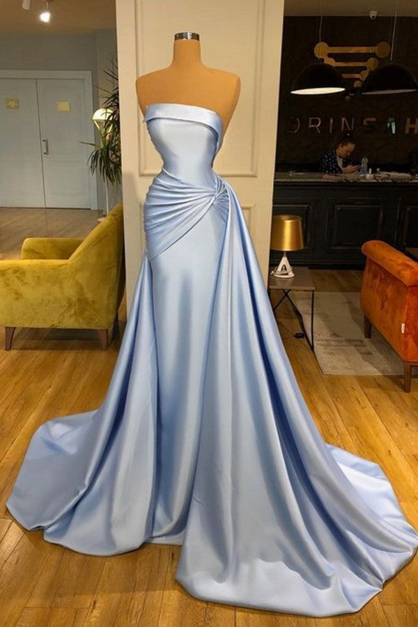 Baby Blue Overskirt Evening Dress Mermaid Long - Fashionpara