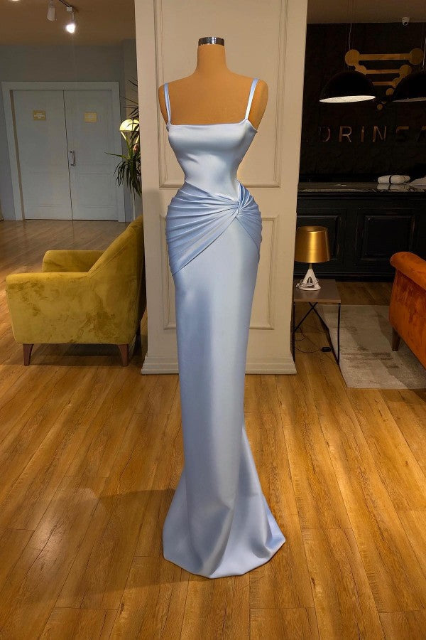 Baby Blue Straps Prom Dress Mermaid Sleeveless - Fashionpara