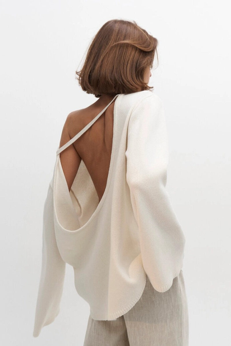 Backless Loose Fit Knit Blouse
