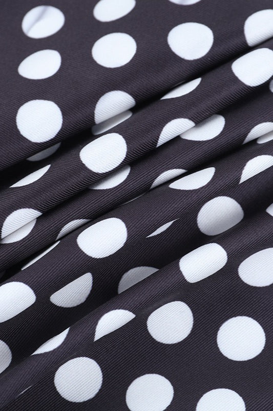 Polka Dot Ruched Halter Tie Back Crop Top - Fashionpara