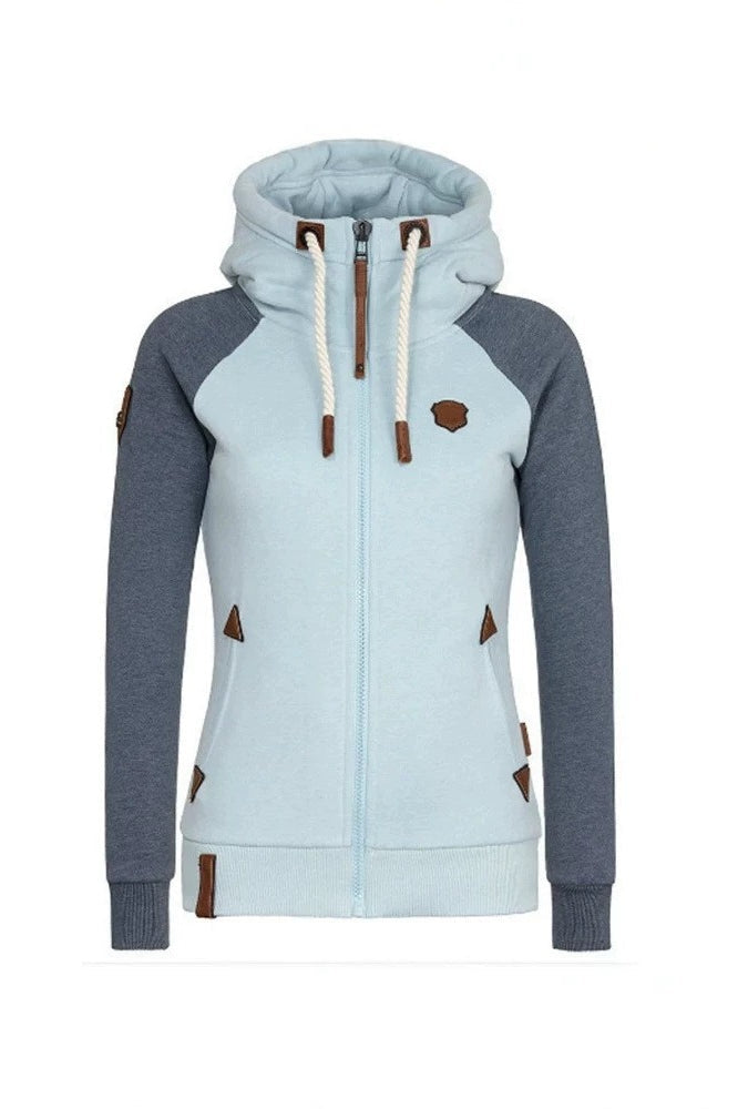 Leather Patch Zip Hoodie 5