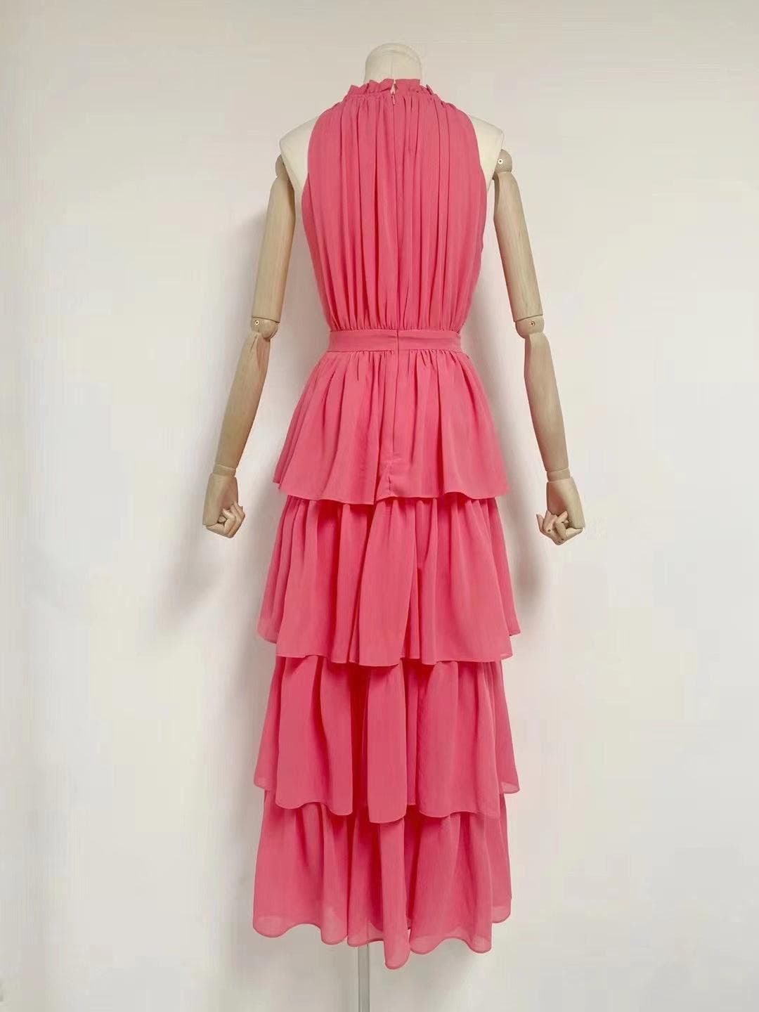 KittenAlarm - Barbara Solid Layered Pleated Dress