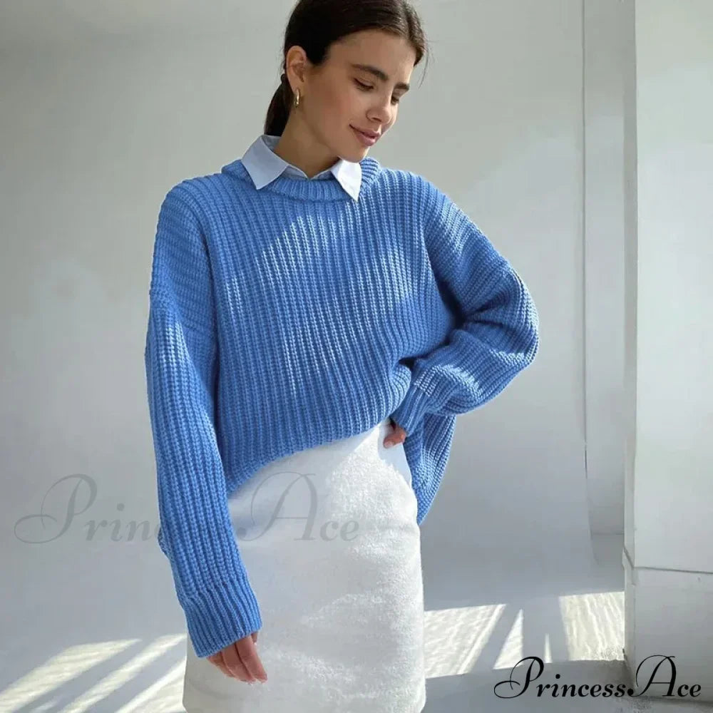 Basic Warm Vintage Green Thick Oversized Knitted Loose White Christmas Sweater