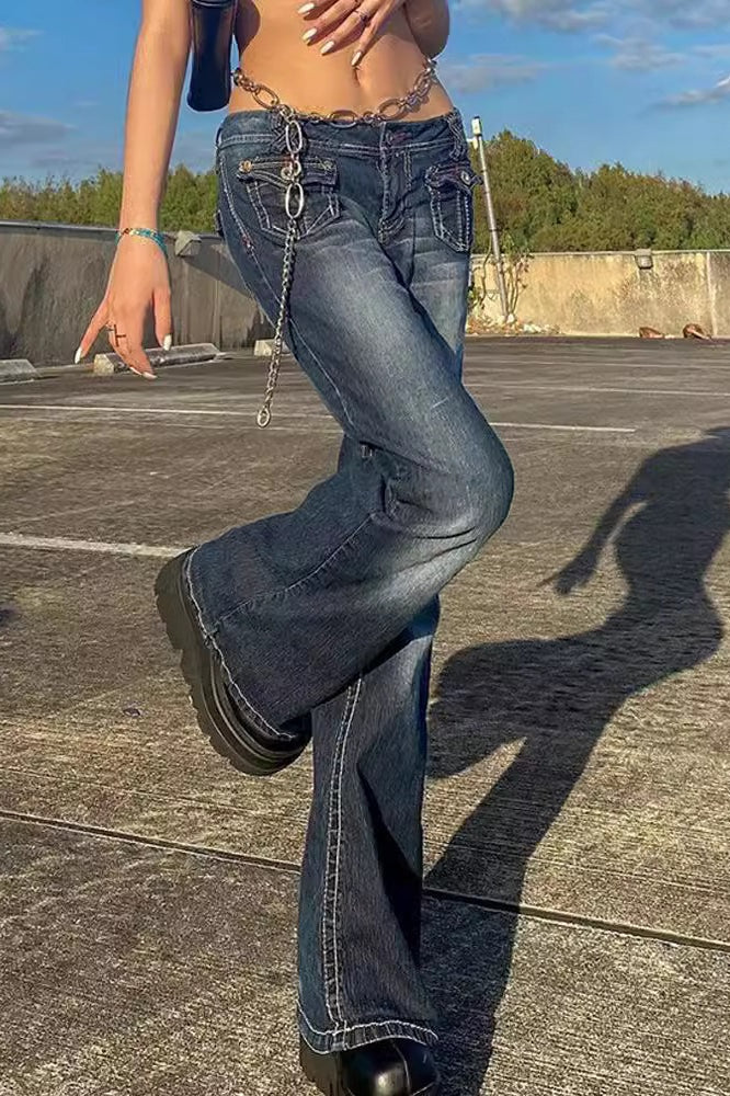 Slim Flare Multi Pocket Trendy Denim Jeans