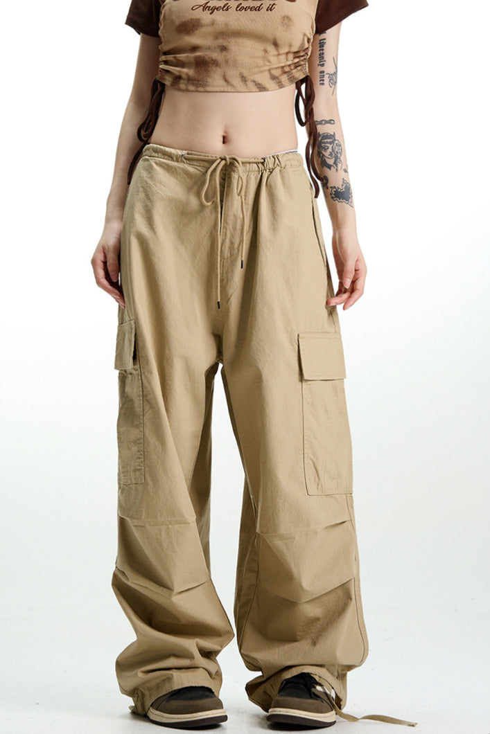 Vintage Khaki Wide Leg Cargo Pant