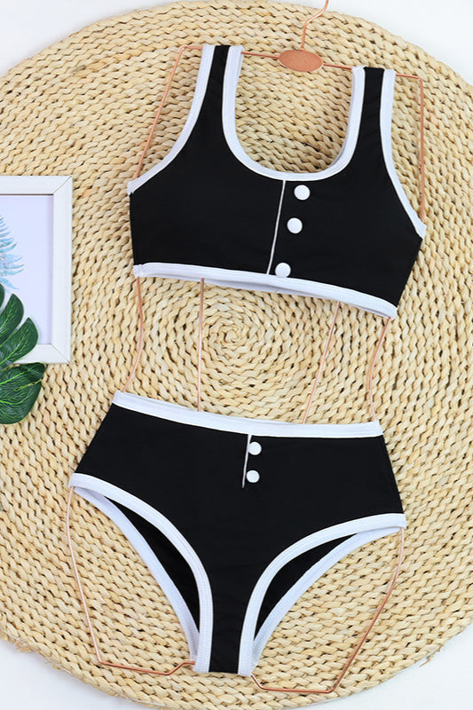 Monochrome Chic Bikini Two Piece Swim Set
