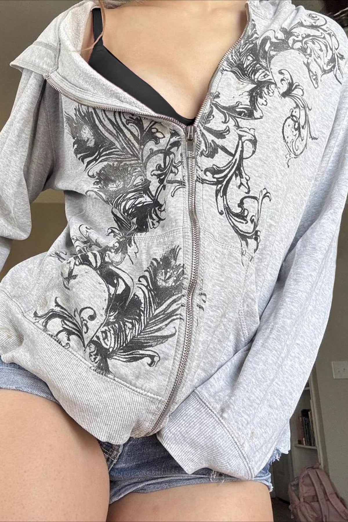 Dark Graphic Zip Hoodie - Fashionpara