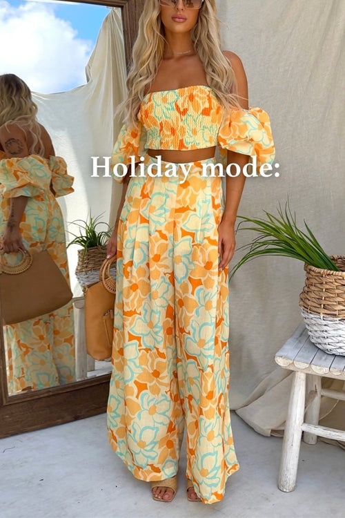 High Waist Printed Wide Leg Palazzo Pants - Fashionpara