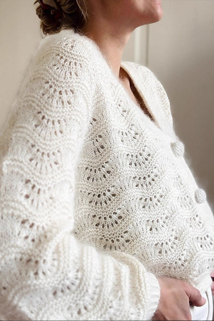 PrincessAce Crochet Hollow V-Neck Cardigan for Fall Style