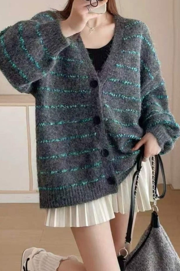 Plus Size Striped Knit Sweater