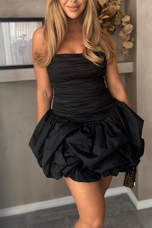 Spring Elegant Ruched Corset Dress with Layered Skirt Party Dress - Fashionpara