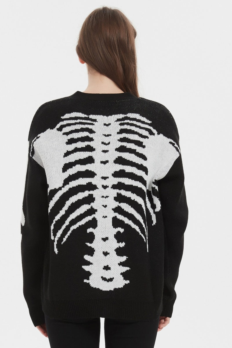 Skull Print Knit Cardigan