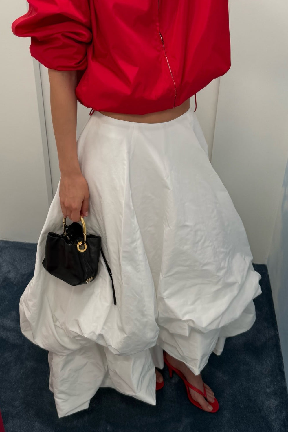 Layered Ruffle Bubble Maxi Skirt