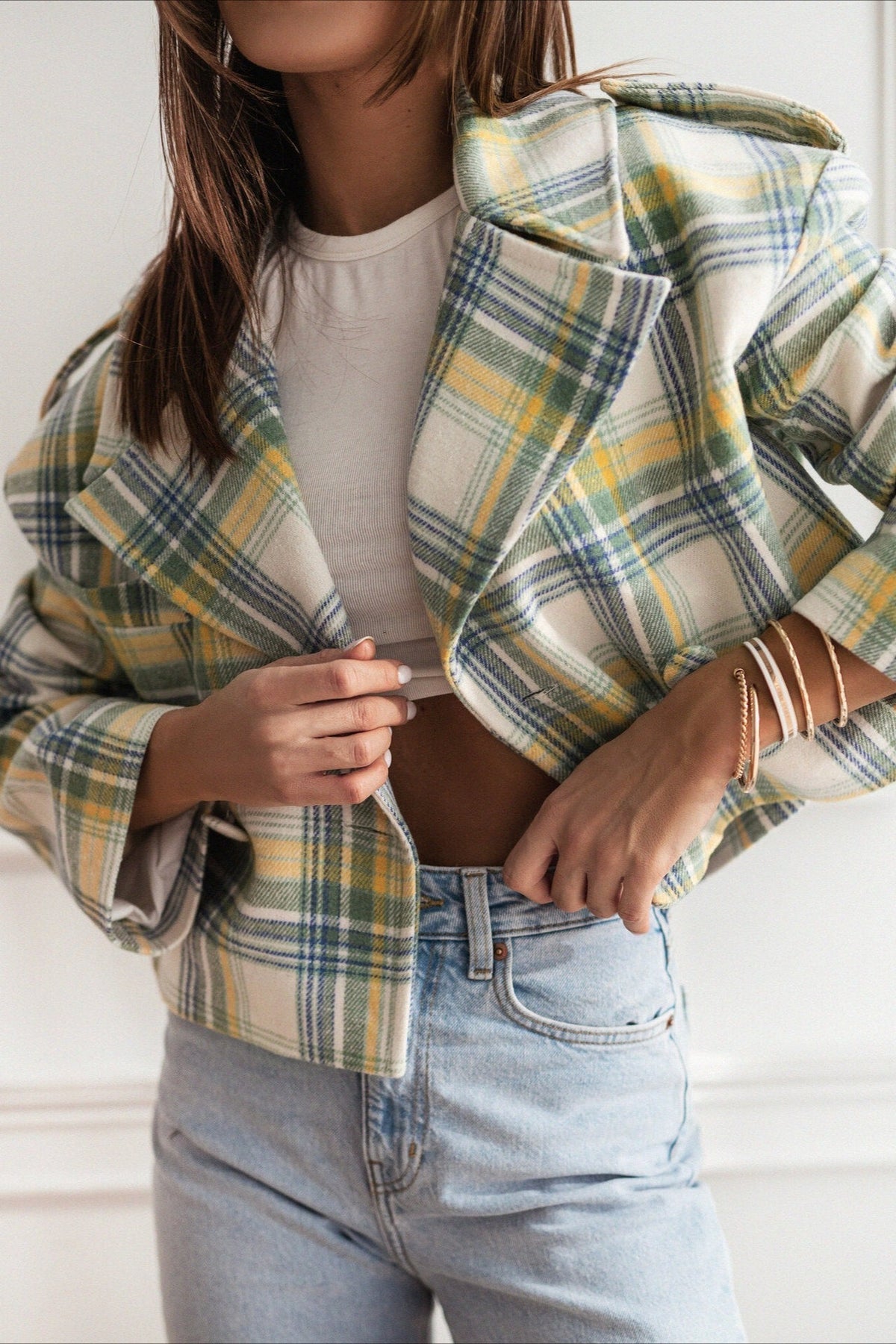 Plaid Wool Blend Blazer Coat 7