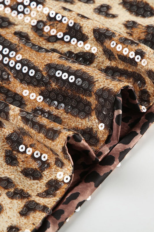Sequin Leopard Strap Mini Dress