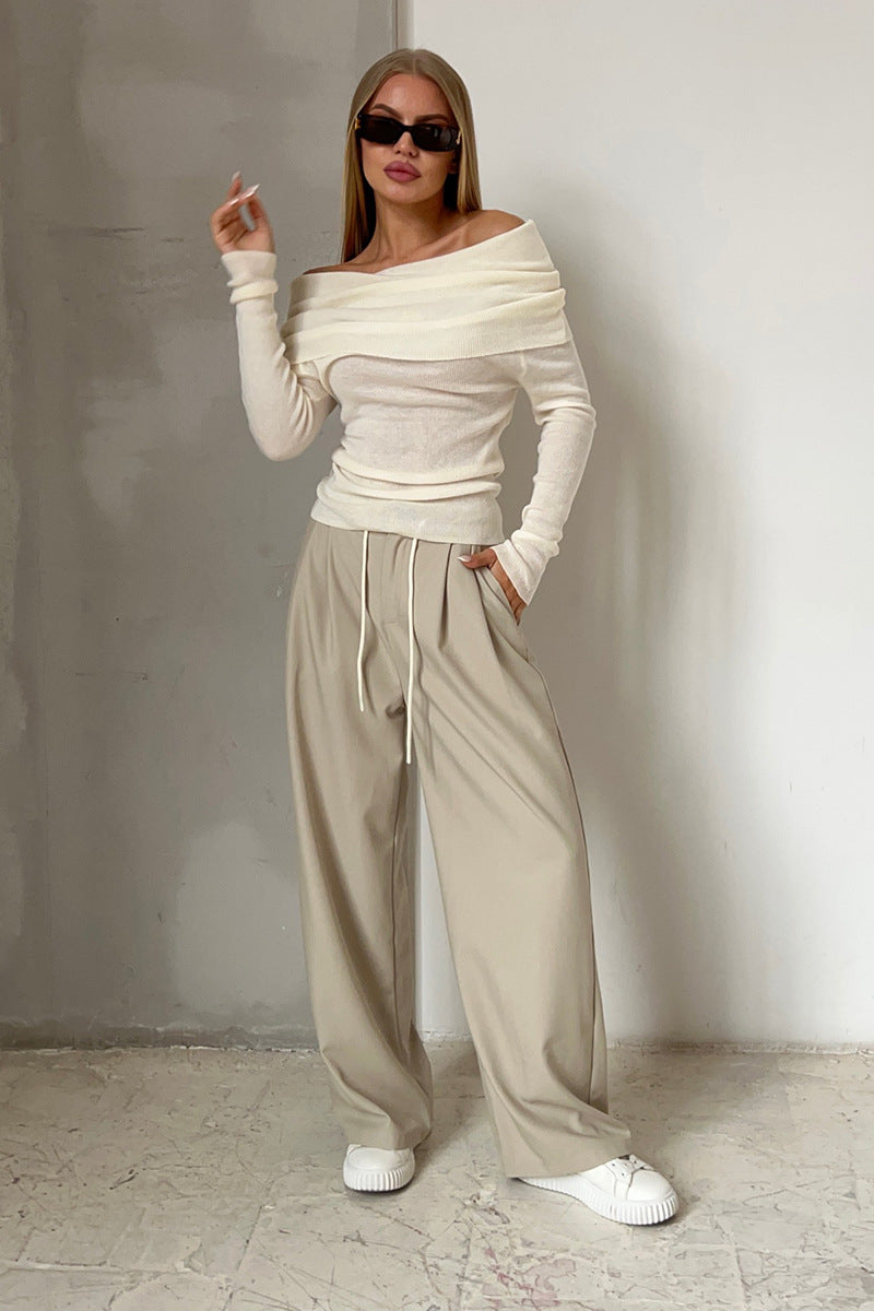 PrincessAce Off-Shoulder Fitted Knit Sweater for Elegance