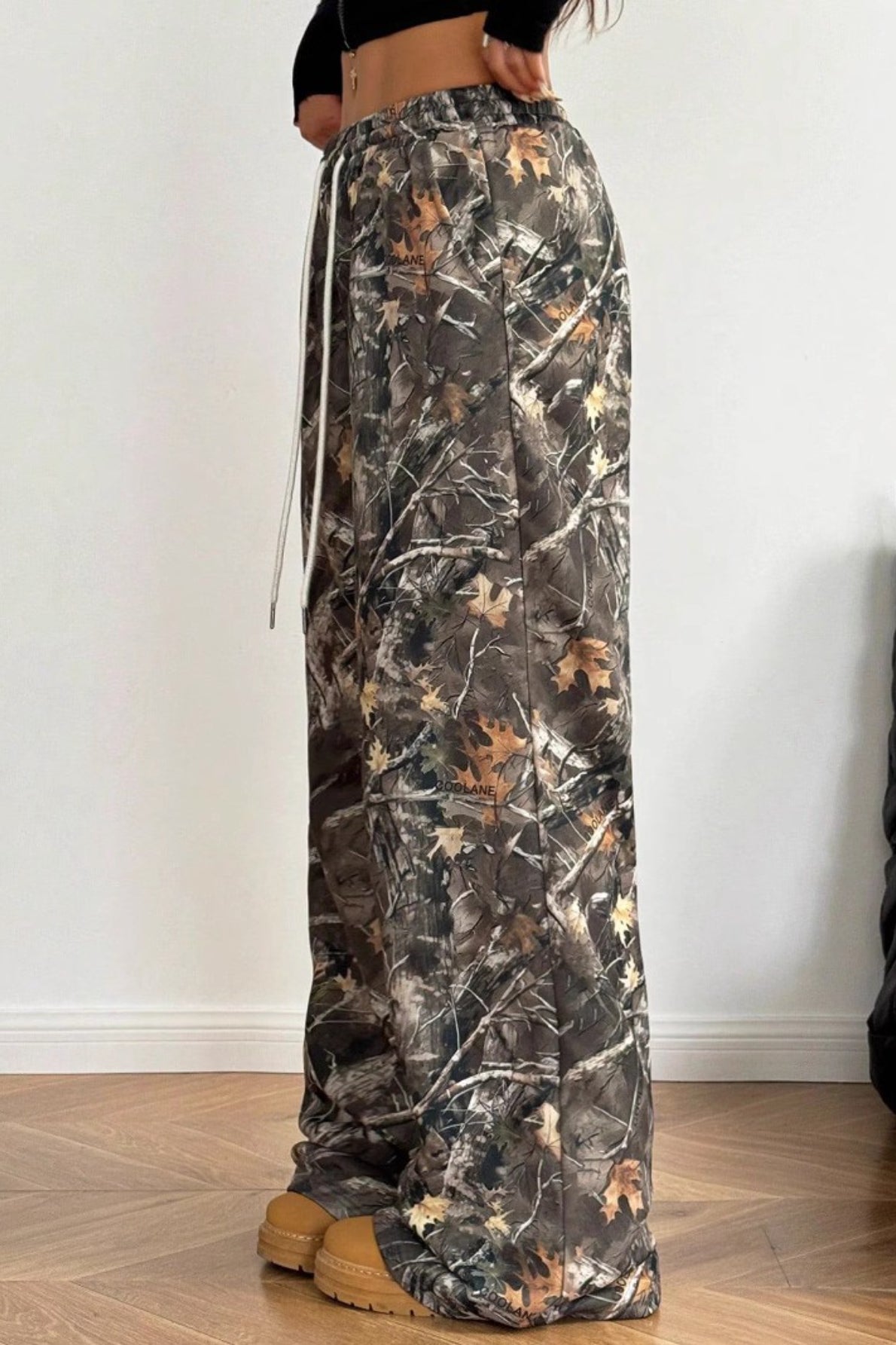 Camouflage Print Stretch Slim Wide Leg Casual Pants