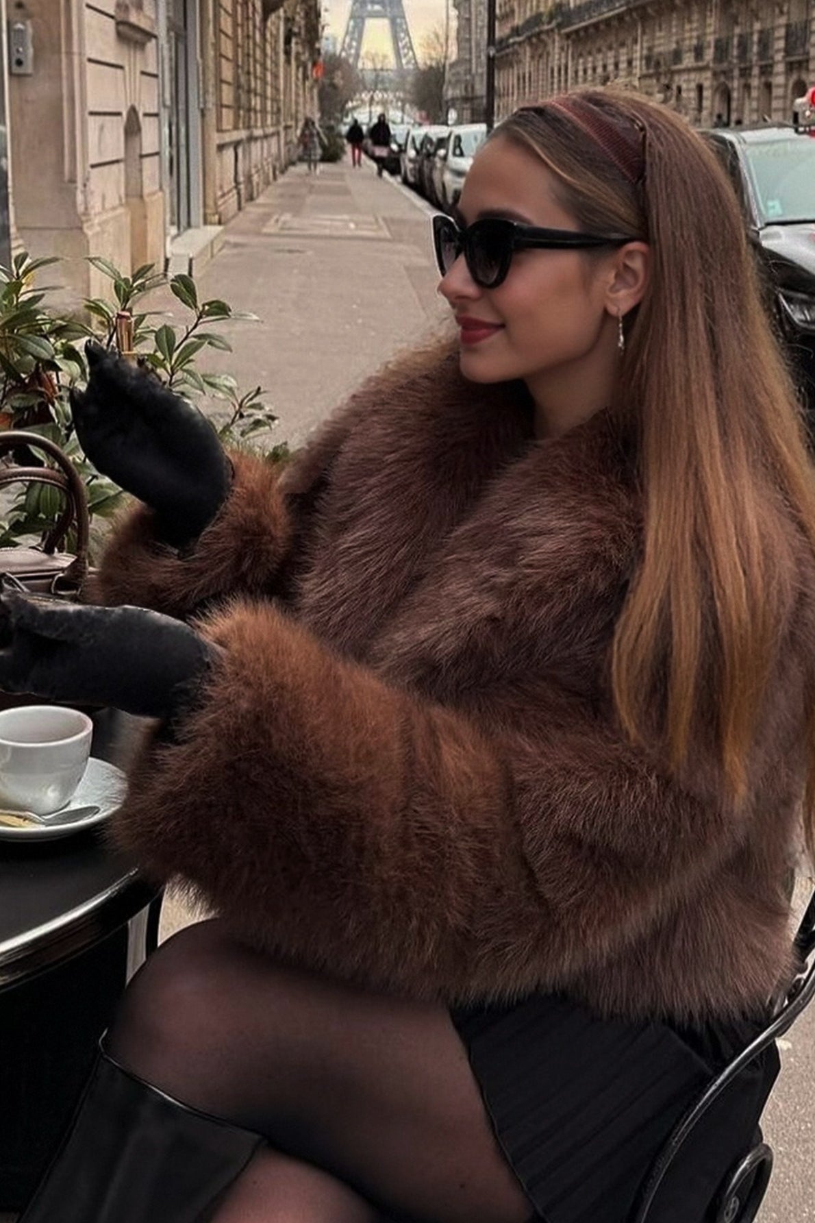 Slouchy Lapel Thick Faux Fur Effect Plush Winter Coat