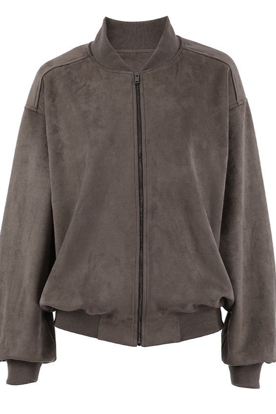 Suede Zip Front Balloon Sleeve Jacket 5