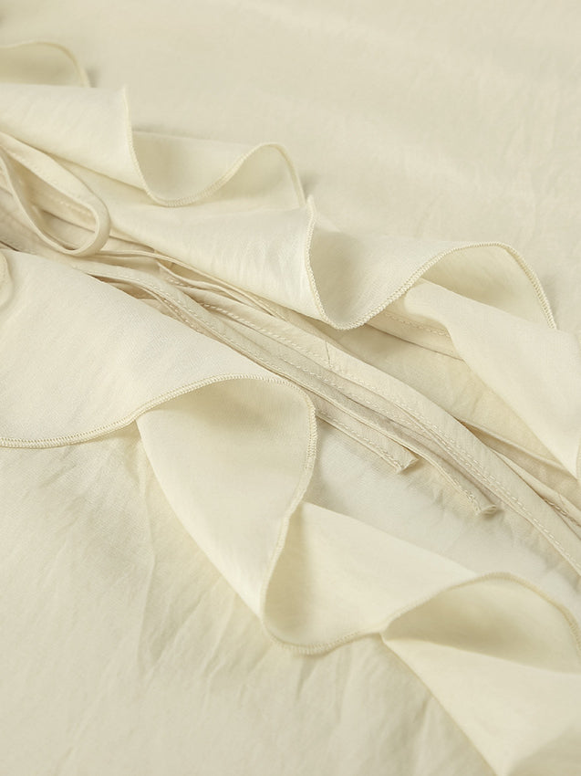 Ruffled Hem Tie Front Cardigan and Shorts Set for Style