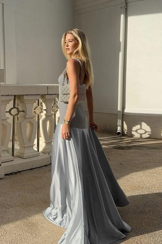 Satin Strapless Slip Formal Maxi Gown - View 3