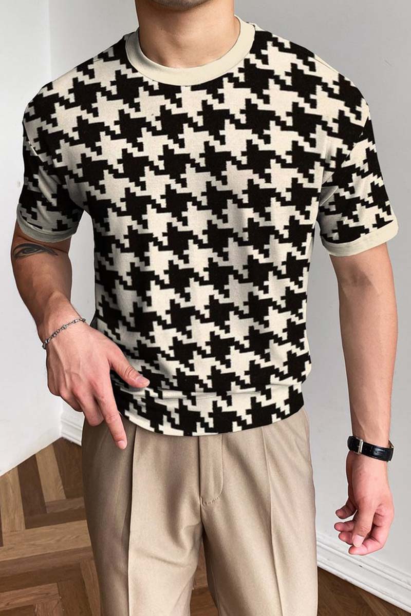 Men's Round Neck Knitted T-Shirt - Fashionpara