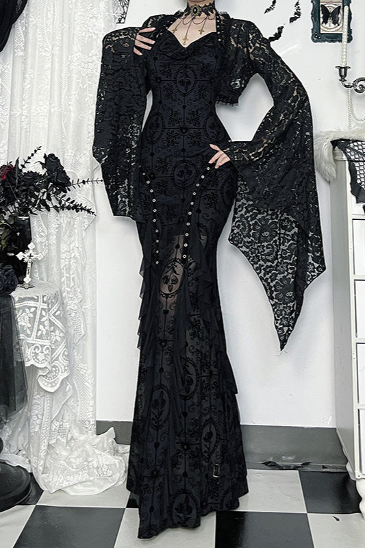 Gothic Lace Asymmetrical Knit Top