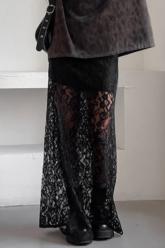 Lace Cutout A-Line Skirt