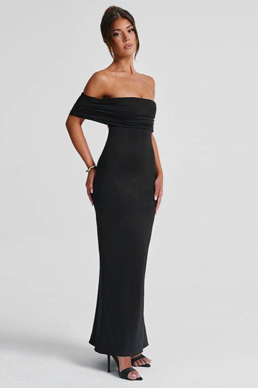 Off-Shoulder Ruched Fishtail Mermaid Maxi Dress 2