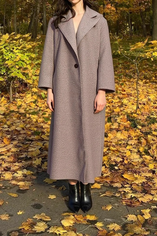 Fuzzy Fleece Lapel Long Sleeve Warm Overcoat