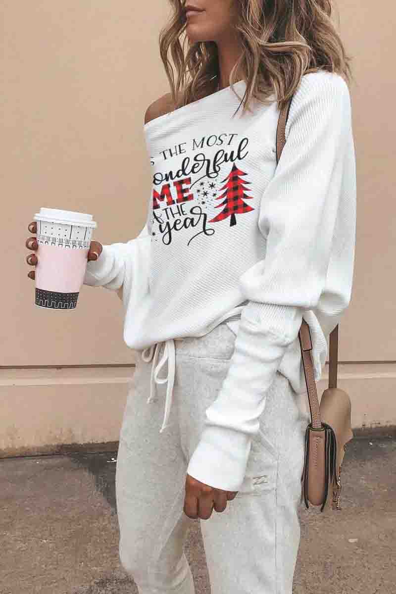 Most Wonderful Time Off The Shoulder Sweater (4Colors)  Fashionpara