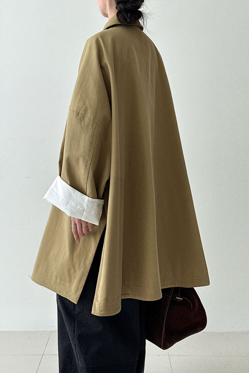 Korean Oversized Split-Hem Mid-Length Overcoat for Chic Style