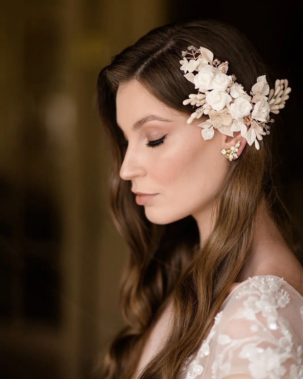 Elegant Long A-line V-neck Wedding Dress with Cap Sleeves and Lace Details - Fashionpara