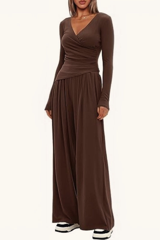 Effortless Wide Leg Pants Casual Comfort Two Piece Set