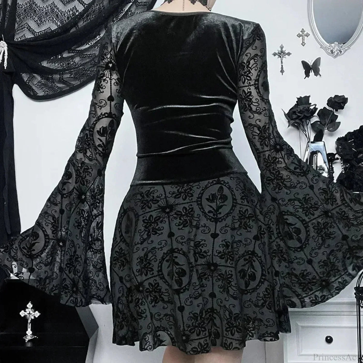 Bell Sleeve Mesh Mini Dress - View 2